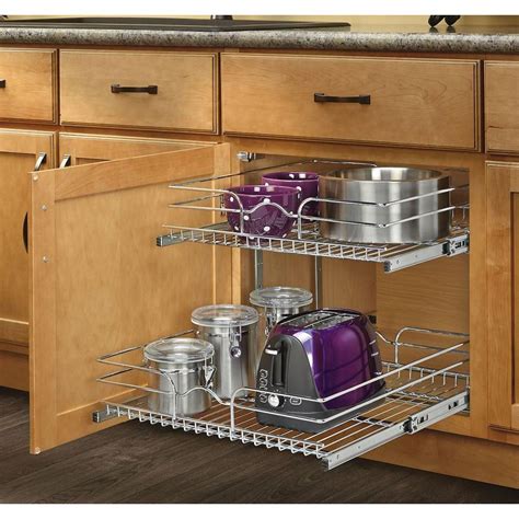 pull-out sliding steel wire cabinet organizer drawer 2 tier lowes|lowe's trinity drawers.